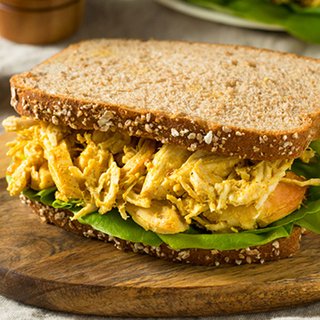 Curried chicken sandwich with lettuce
