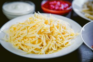 Grated cheese on a plate