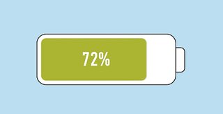 A battery showing 72% charge