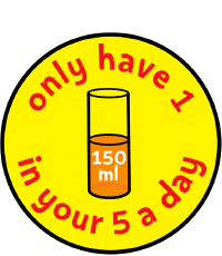 Only have one one-hundred-and-fifty millilitre glass of juice as part of your 5 A Day