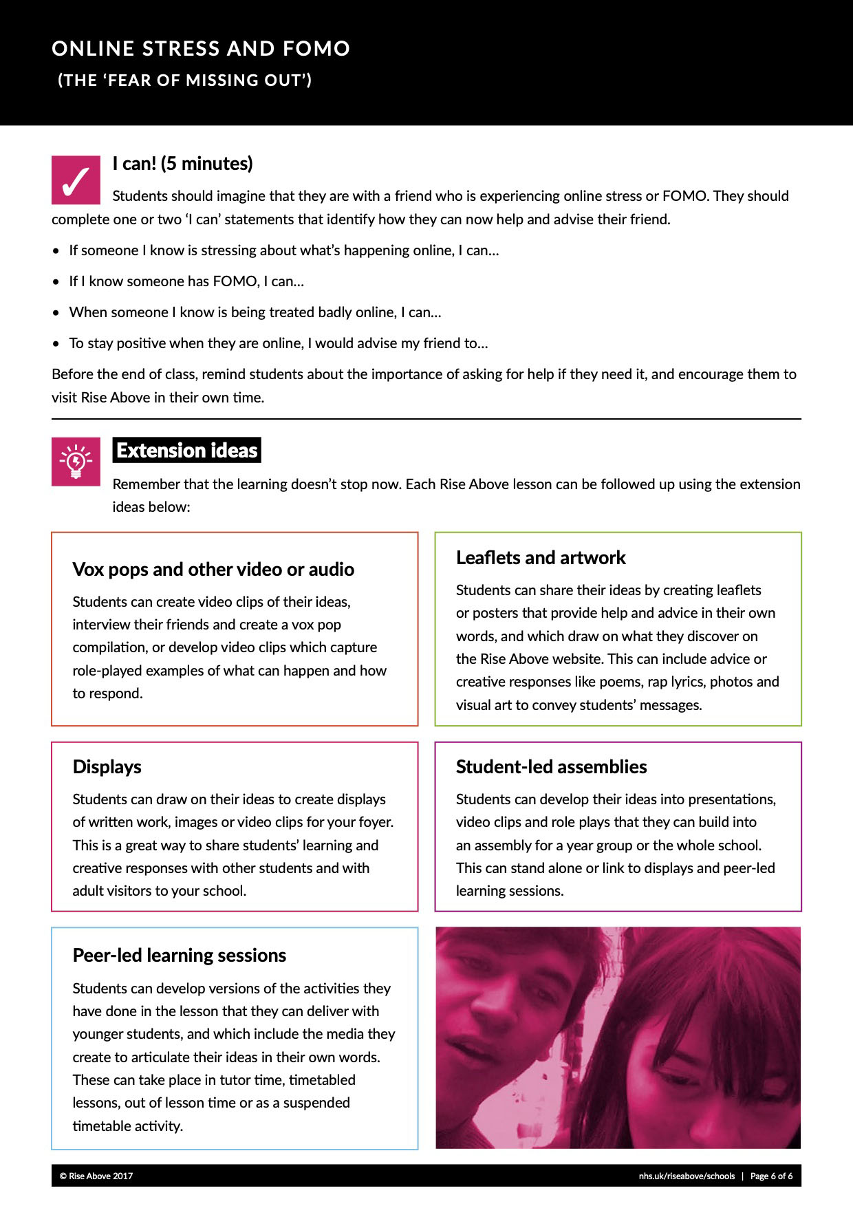 Online stress and FOMO lesson plan pack | PHE School Zone