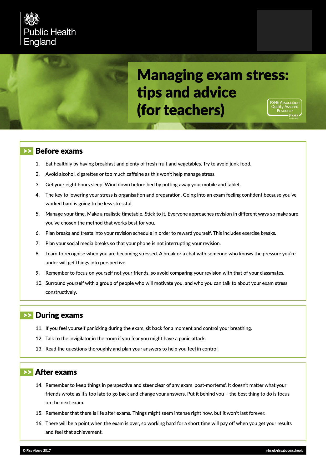 Exam stress lesson plan