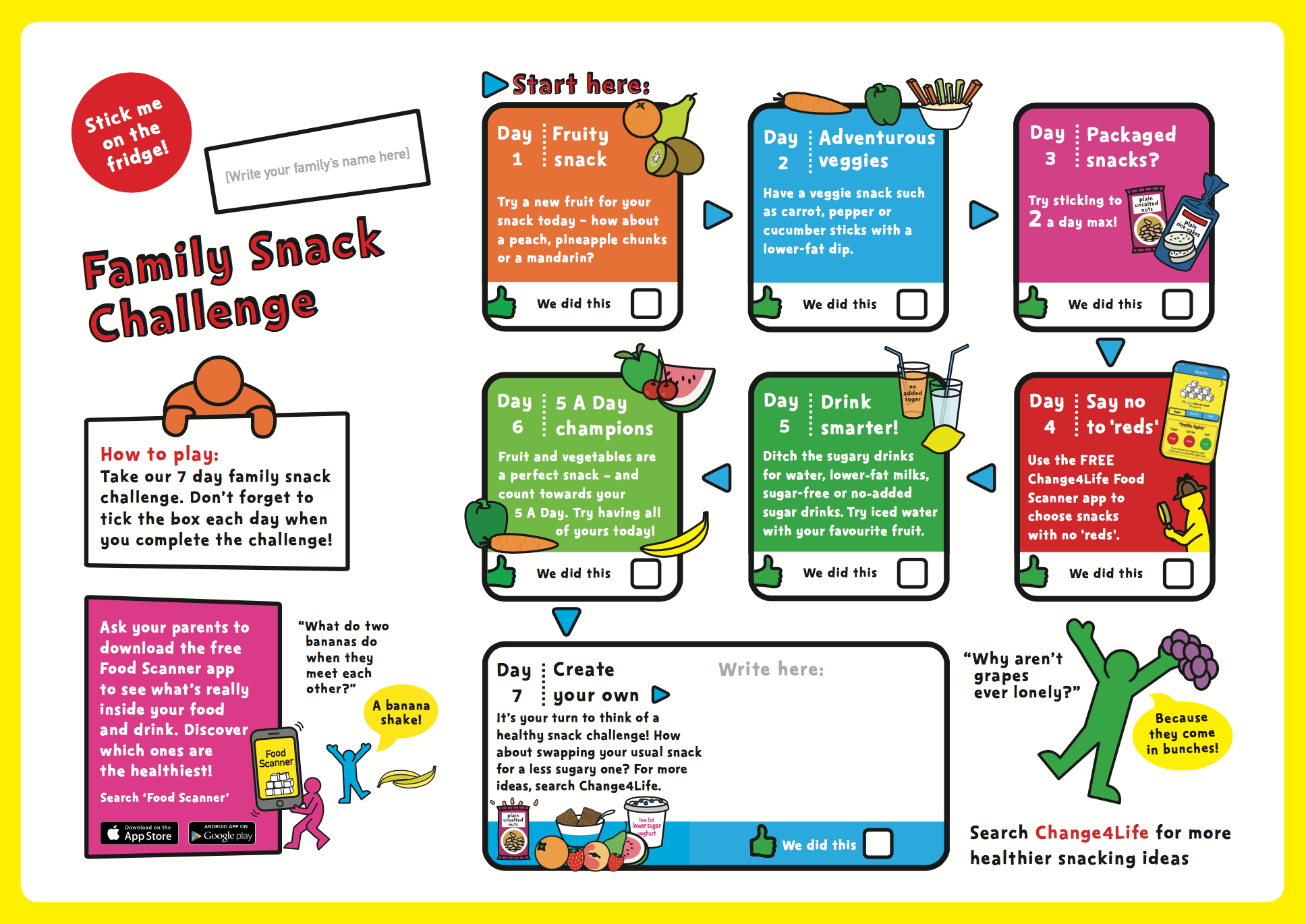 Family snack challenge leaflet